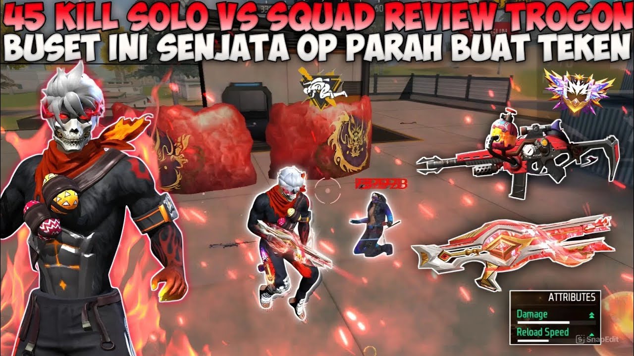 45 KILL SOLO VS SQUAD REVIEW TROGON!! BUSET INI SENJATA OP PARAH BUAT TEKEN😱