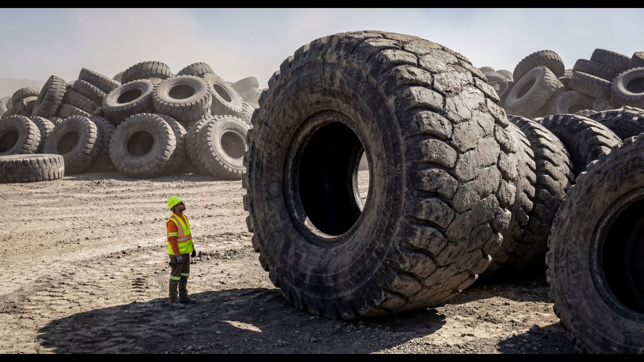 Amazing Giant OTR Tire Recycling Process at Mega Factory (Full Process)