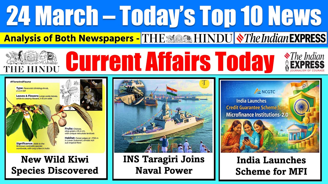 24 March 2026 Current Affairs Today | The Hindu News Analysis, Indian Express , PIB Analysis
