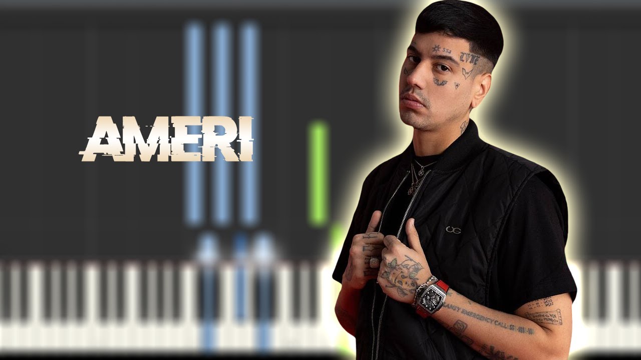 DUKI - Ameri | Instrumental Piano Tutorial / Partitura / Karaoke / MIDI