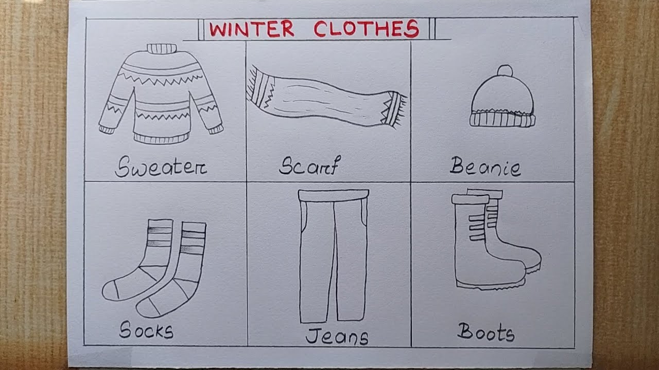 Winter Season Clothes drawing easy| Winter Dresses drawing|Different types of winter clothes drawing