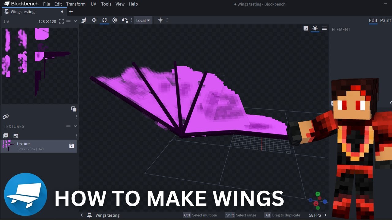 How to make dragon wings in Blockbench? TUTORIAL #blockbench
