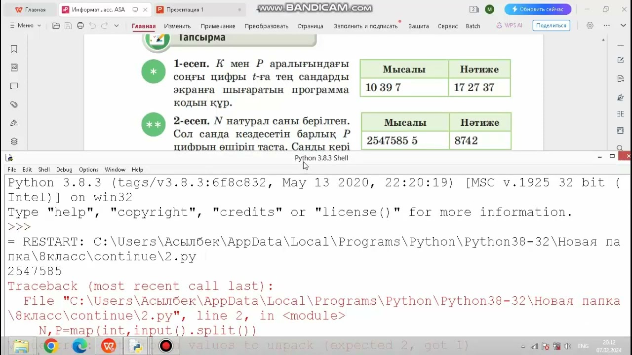 Continue циклін басқару 8 класс