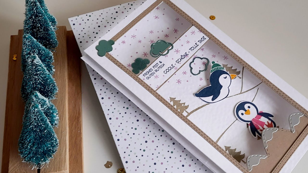 1./6 Sonntage Weihnachten, Slimline Boxcard basteln, mit dem Set Pinguin Party von Stampin up