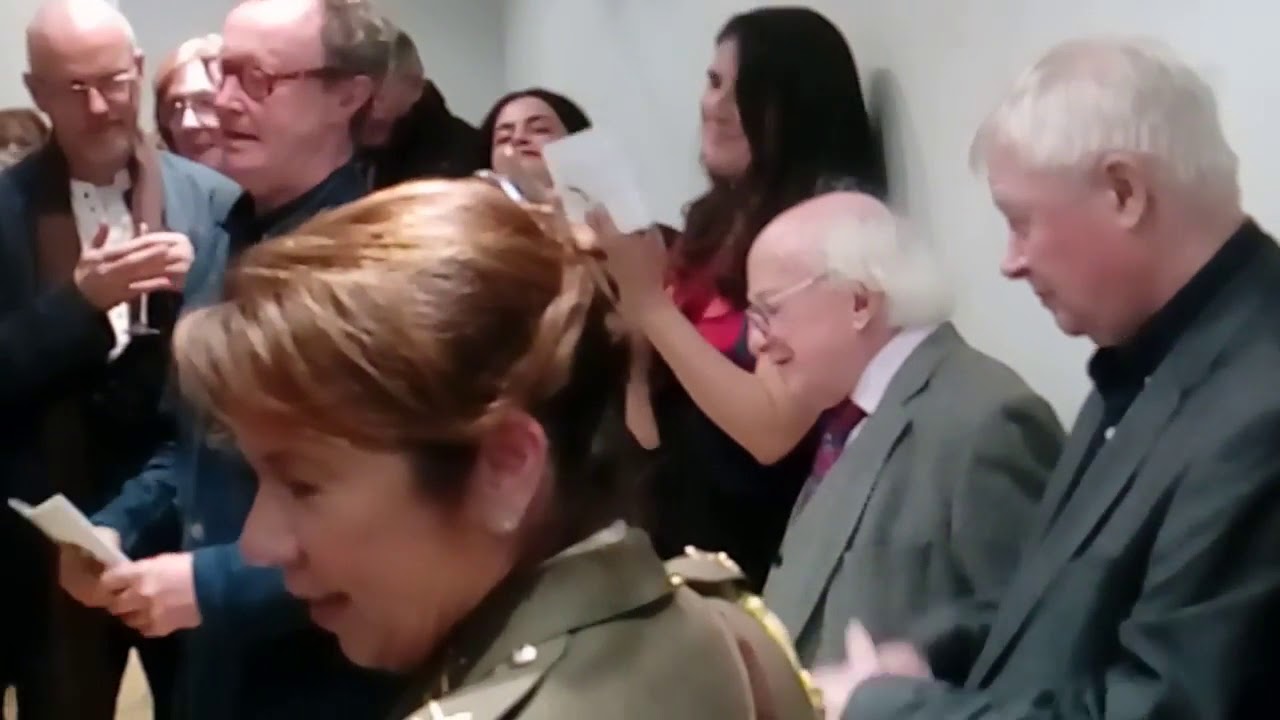 Mick O'Dea, John Behan, Soloman Gallery Dublin with President Michael D. Higgins. 25th Oct. 2018.