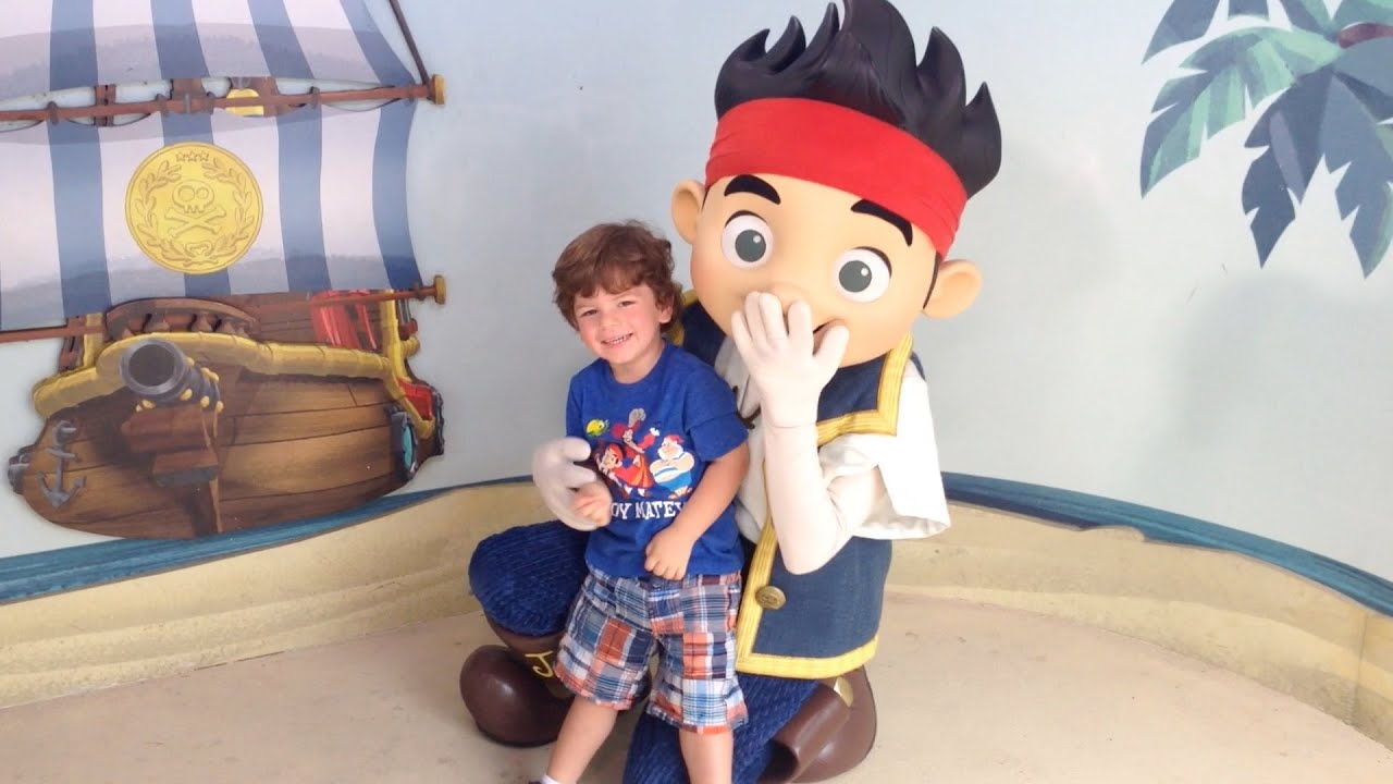 Meeting his favorite Jake and the Neverland Pirates Meet and Greet at Disney World (Twice)