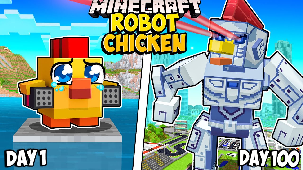 I Survived 100 Days as a ROBOT CHICKEN in Minecraft