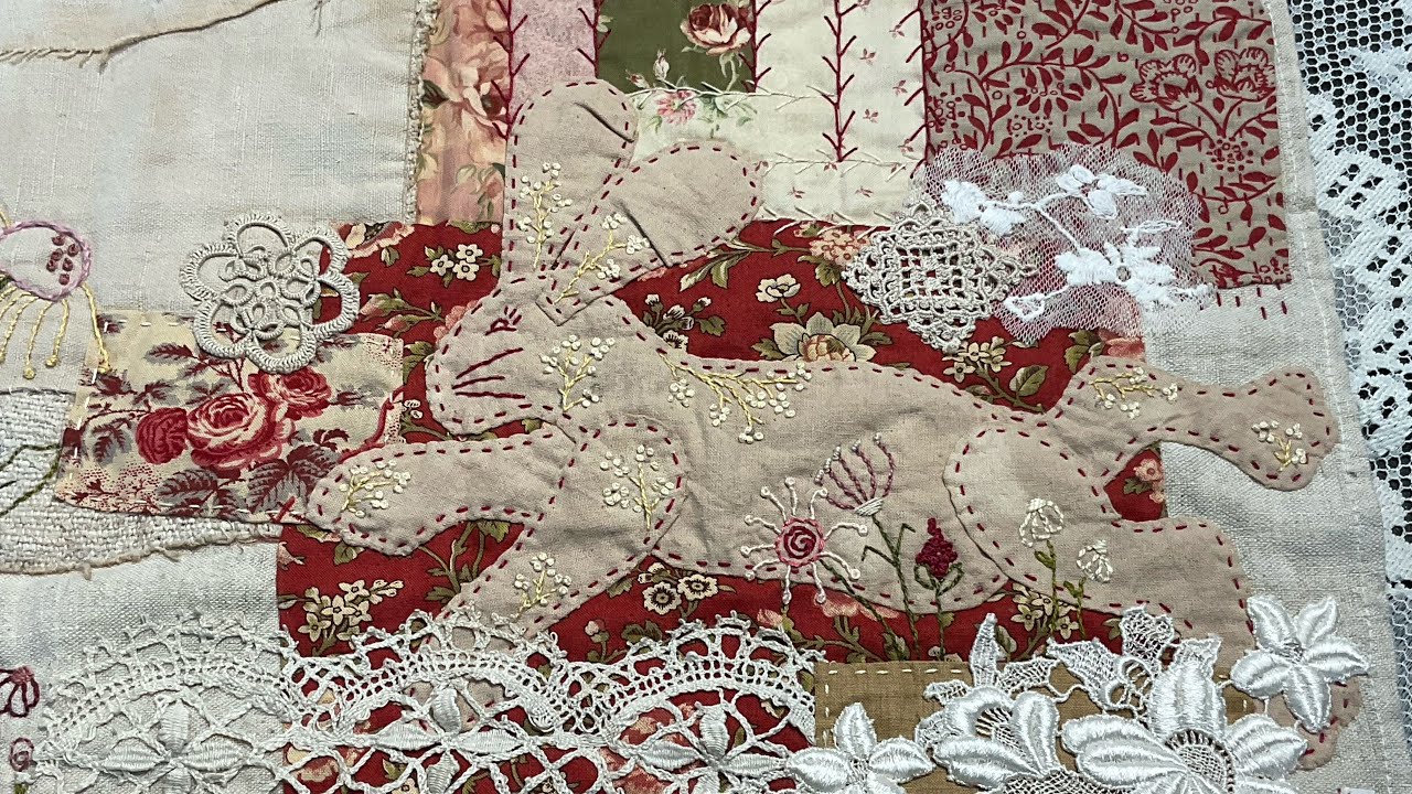 Part 9 Finishing primitive rabbit panel #slowstitch
