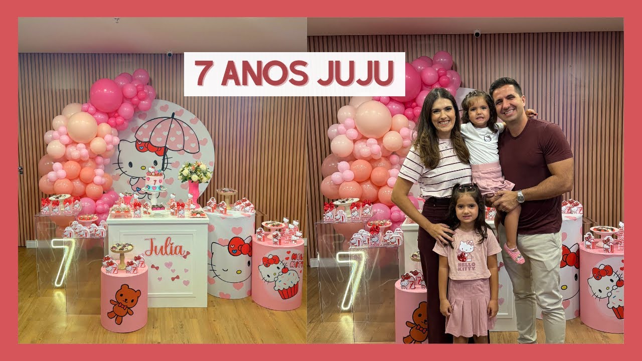 7 anos da Juju da Hello Kitty | Nossa primeira festa APENAS para crianças!