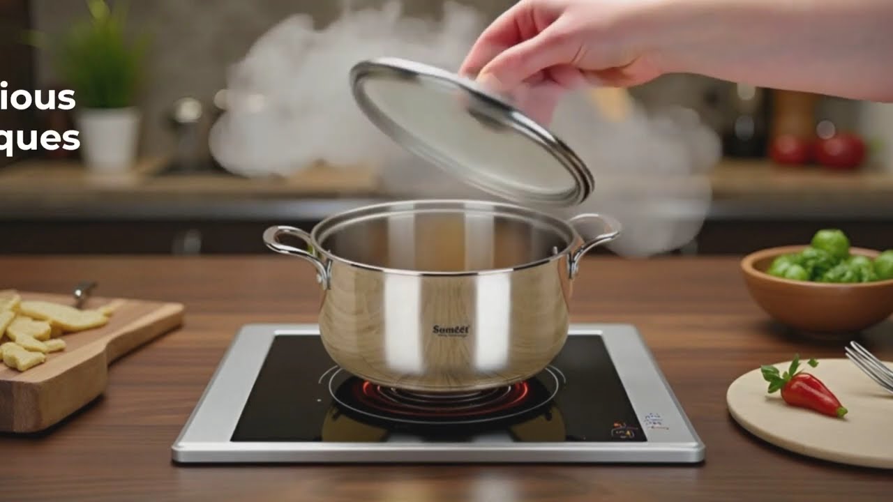 Stainless Steel Induction Casserole with Glass Lid | Encapsulated Bottom Cookware for Daily Cooking