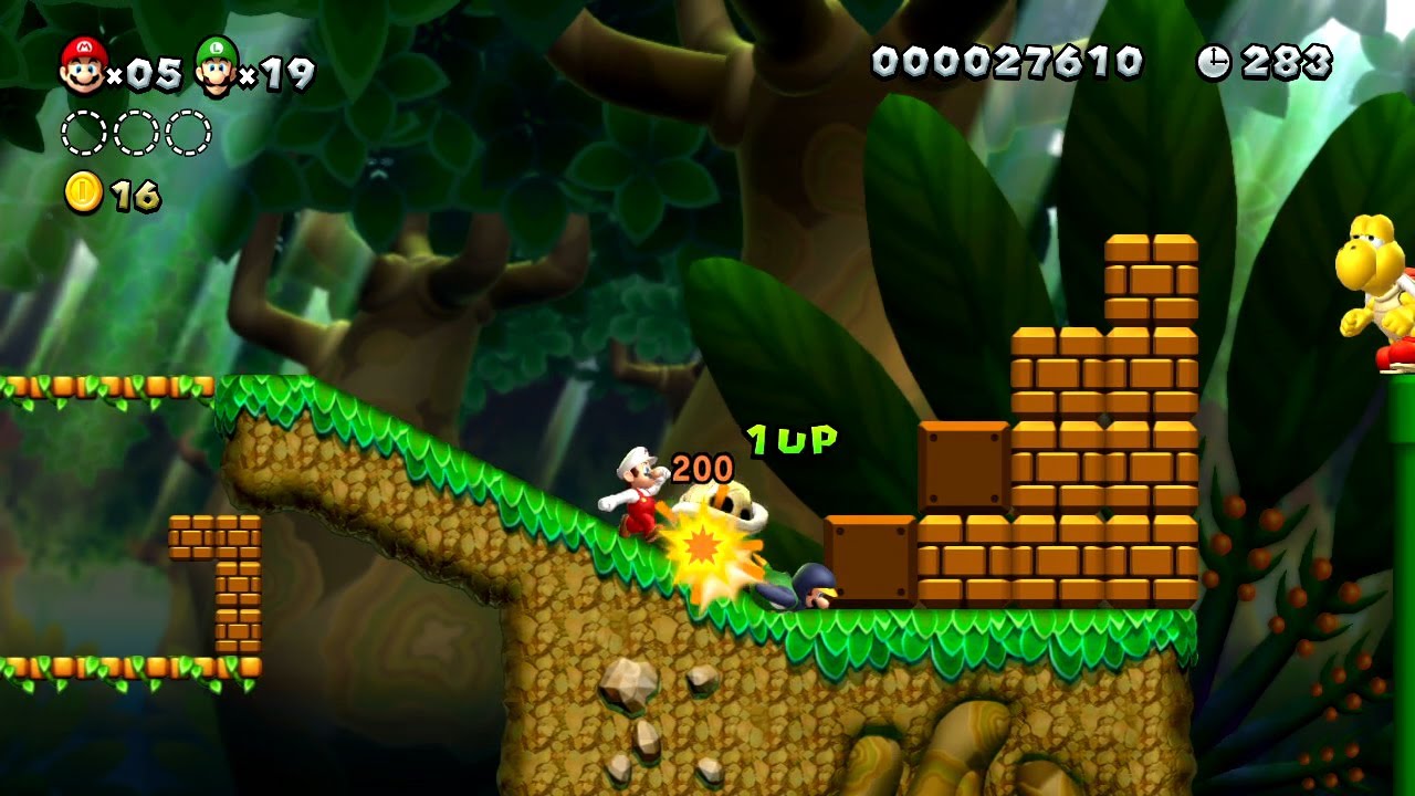 New Super Mario Bros. U - Jungla Sirope-1 - Un pingüino cuesta abajo y montones de 1UP (Wii U)