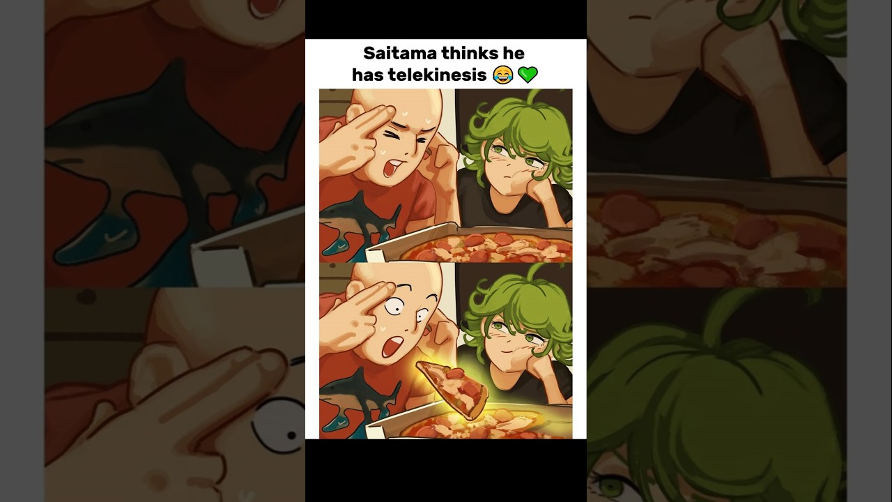 Saitama thinks he has telekinesis 😂💚 #opm #tatsumaki #saitama #animeshorts #shorts