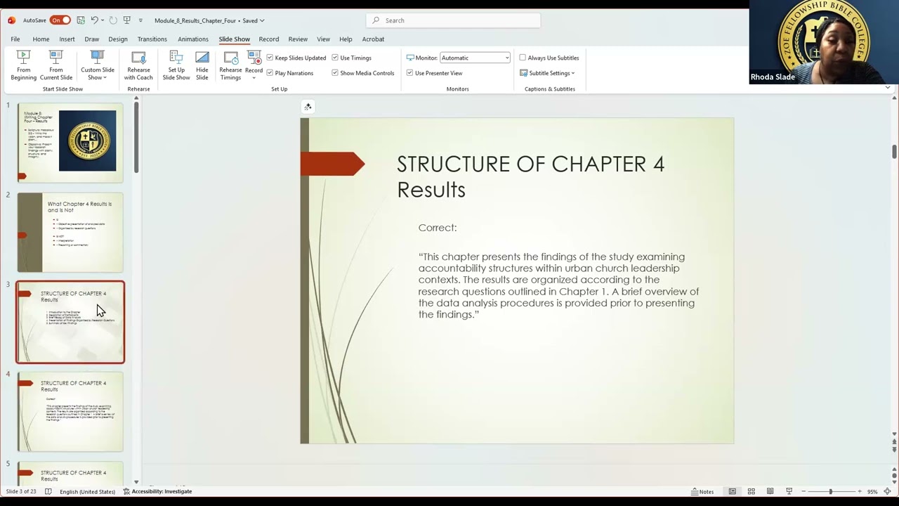 ZFBC Thesis & Dissertation Writing Course Class Four 022526