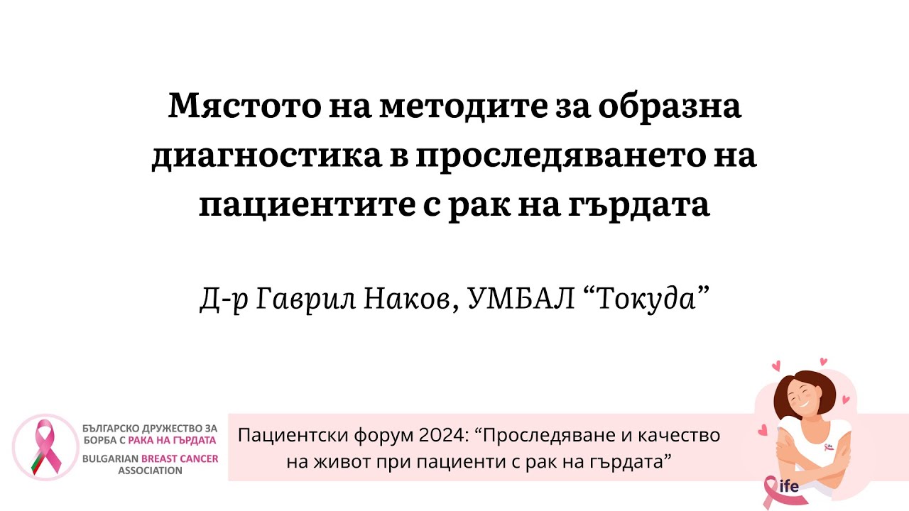 Методите за образна диагностика в проследяването на пациентите с рак на гърдата – Д-р Гаврил Наков