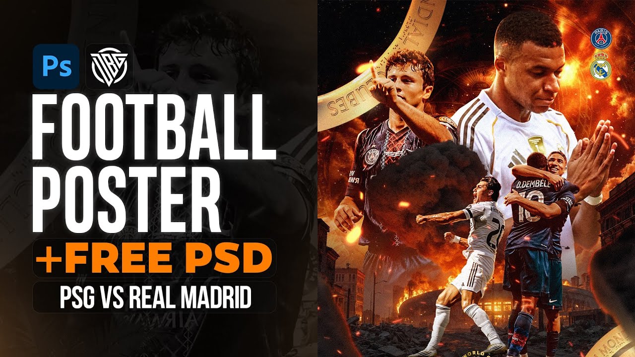 How To Create a Football Matchday Poster | PSG VS Real Madrid | Photoshop Tutorial