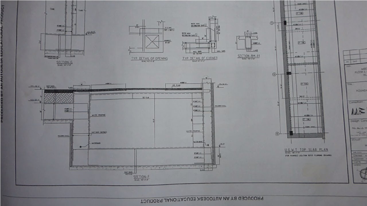 How to read underground water tank (UGWT) drawing plan Urdu /Hindi