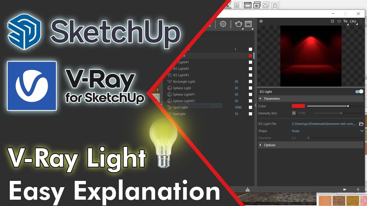 V-Ray Light in Sketchup Complete Tutorial || Easy Explanation in Hindi