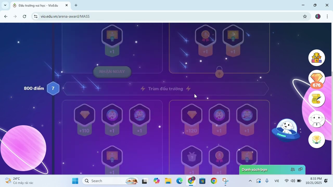Cách kiếm kim cương trong vioedu