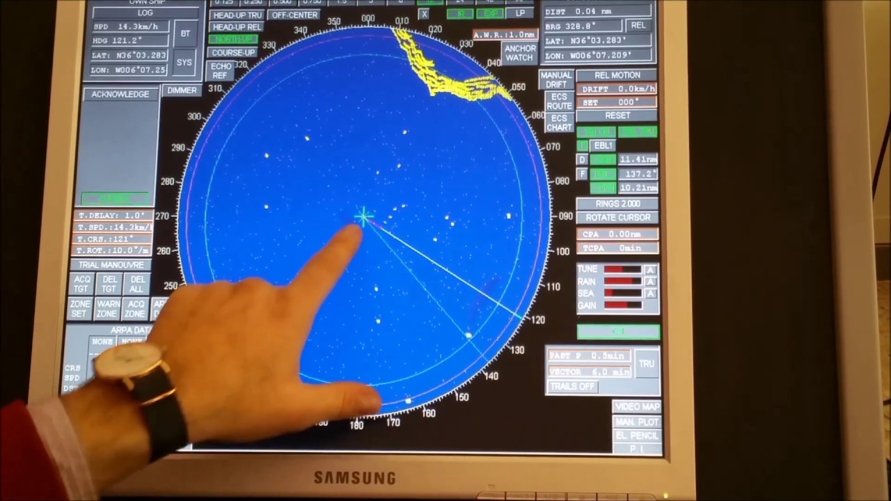 Radar - Simulatore navale: Funzionamento del radar senza ARPA