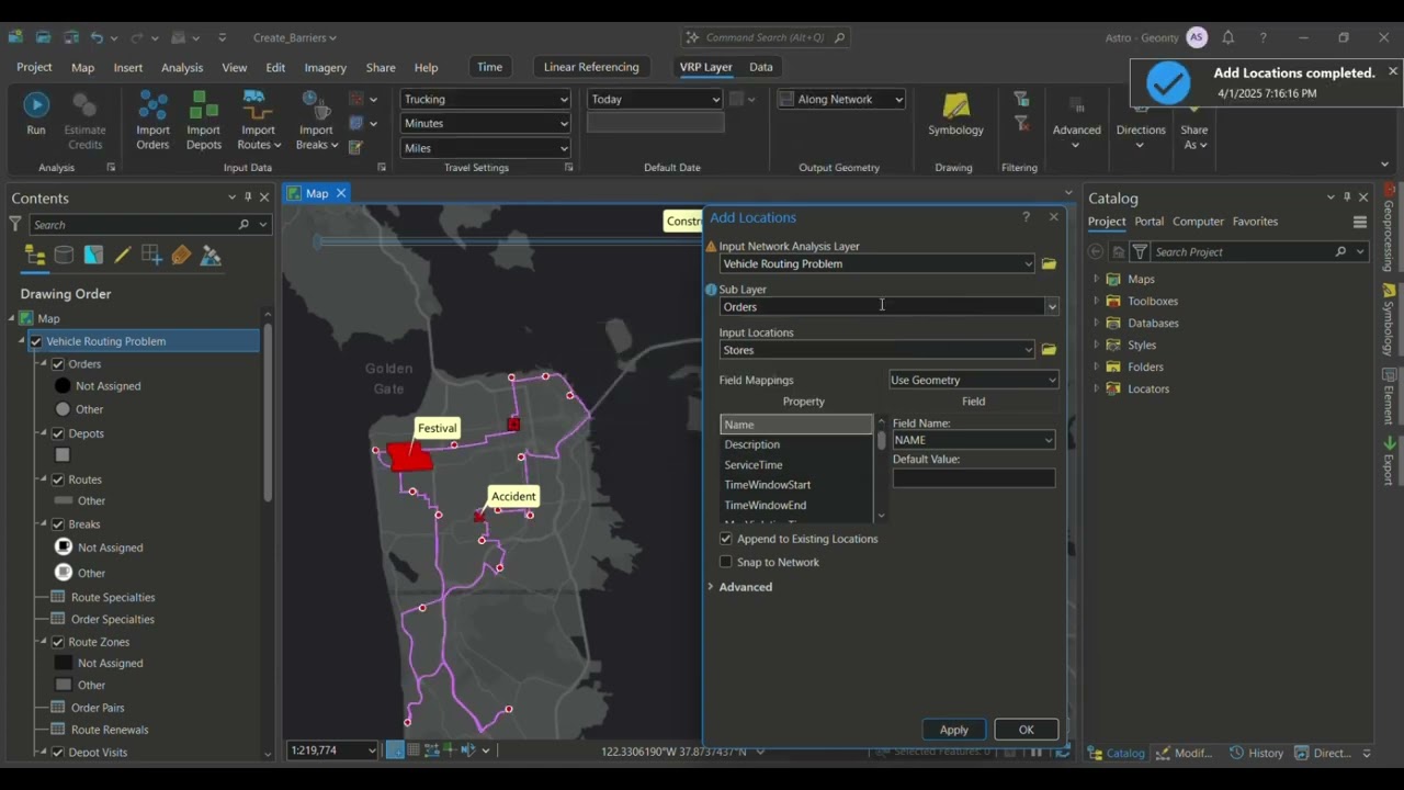 Network Analysis - Part 6:  Vehicle Routing Problem / Salesman Problem - Create barriers