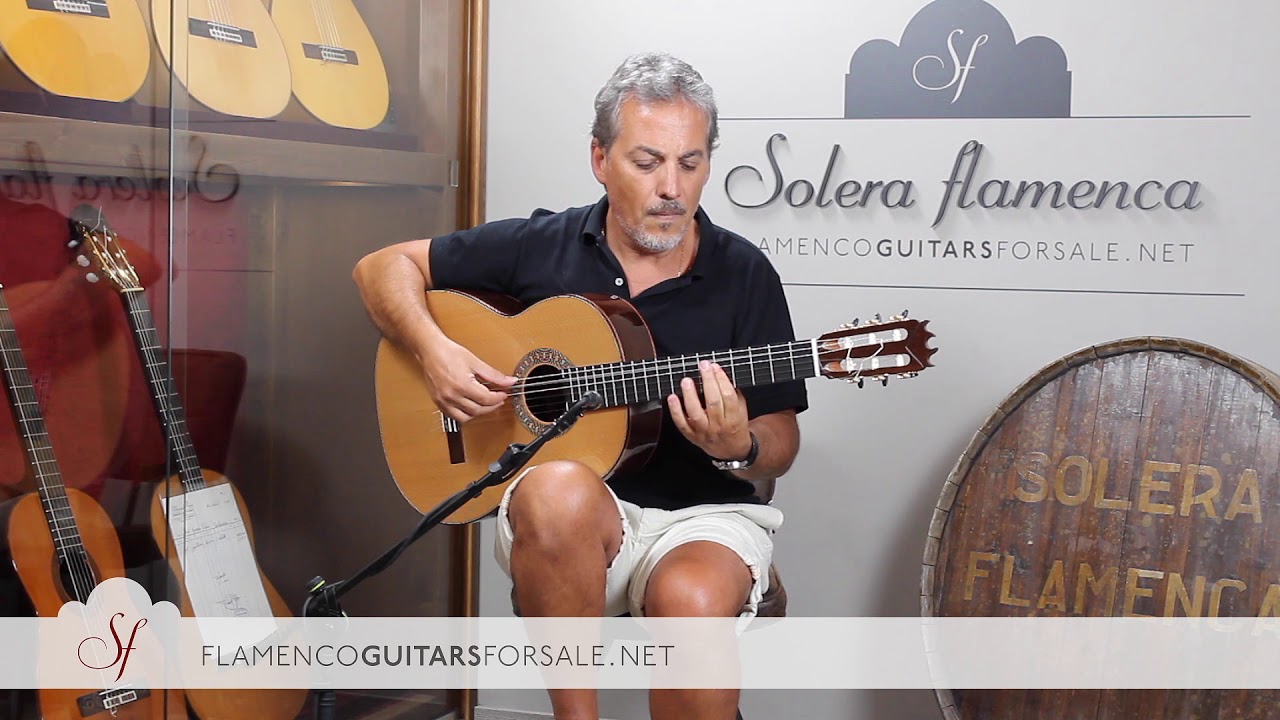 Jerónimo Pérez 2019 flamenco guitar for sale played by Pedro Javier González