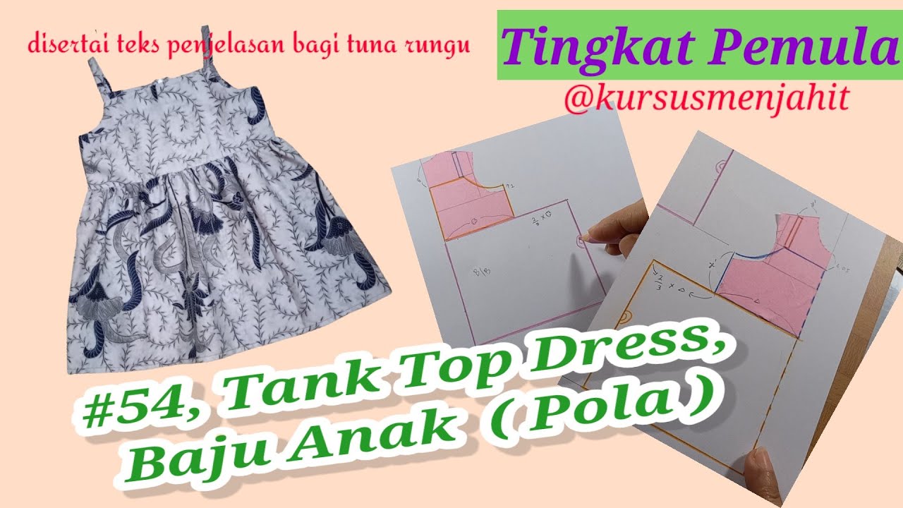 #54, Tank Top Dress, Baju Anak ( Pola )