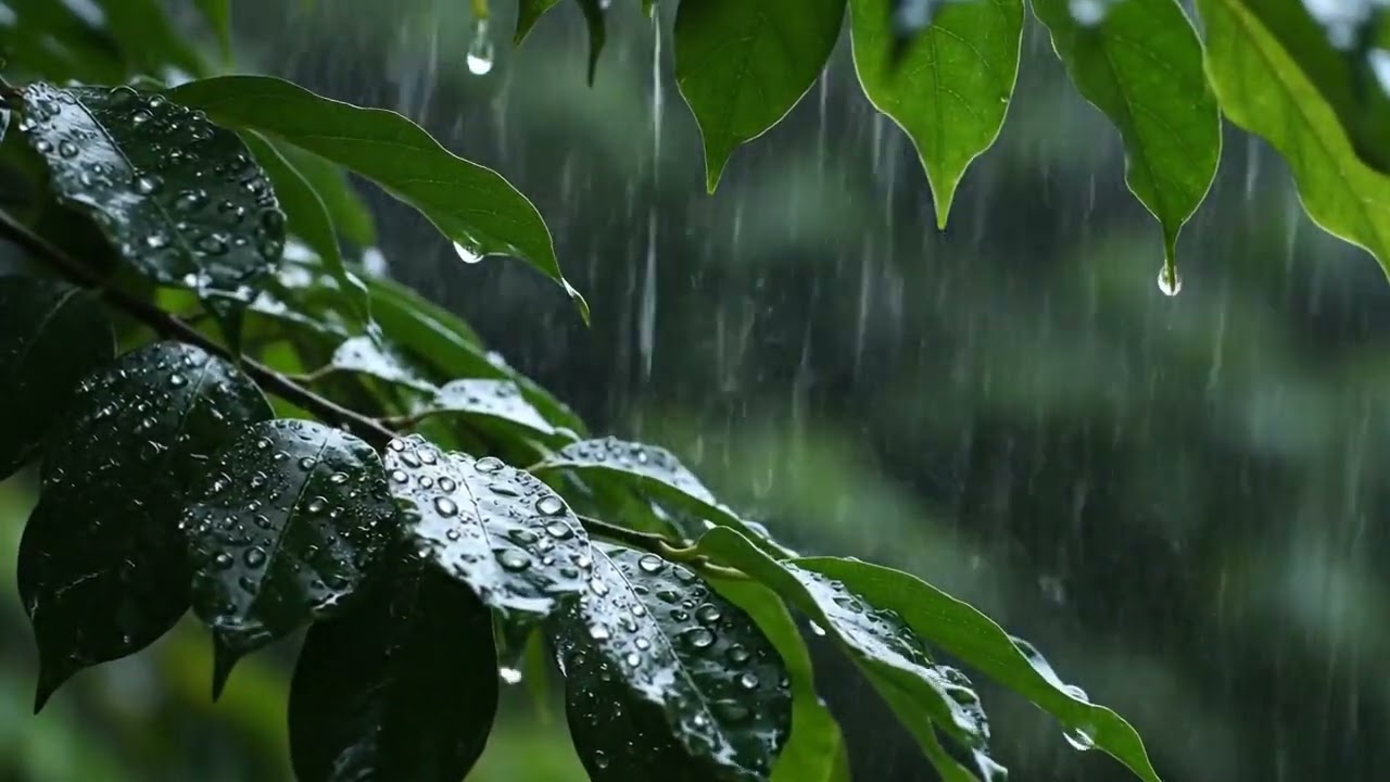Midnight Rain on Green Leaves | Relaxing Rain Sounds for Sleep & Focus