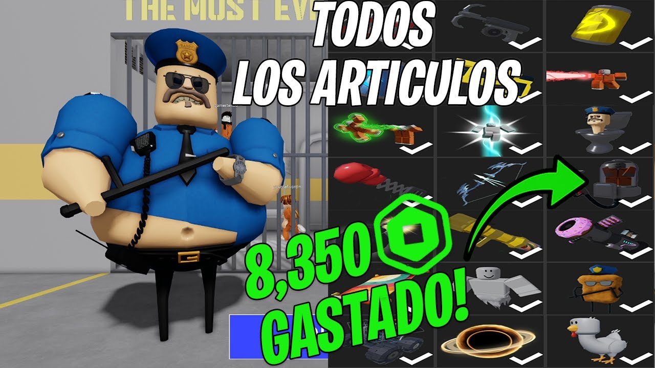Gasté 8350 Robux para comprar TODO en LA PRISIÓN DE BARRY RUN OBBY - Todos los elementos Roblox