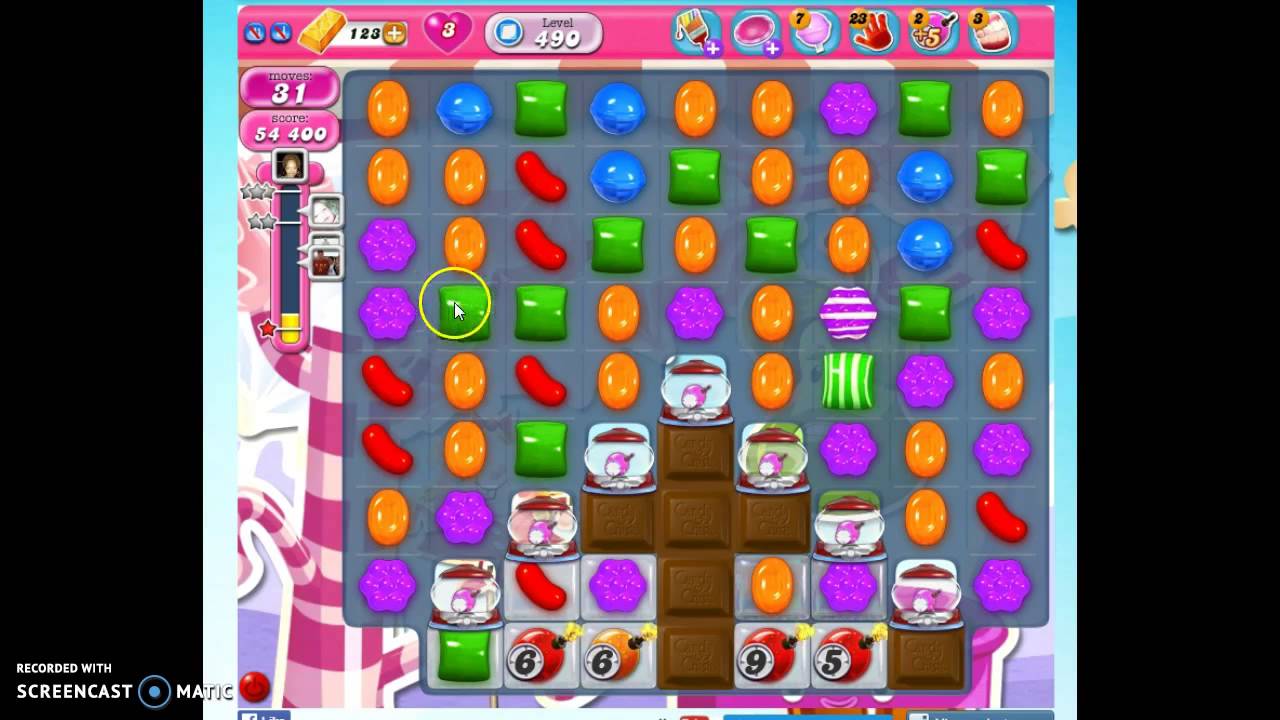 Candy Crush Level 490 help w/audio tips, hints, tricks