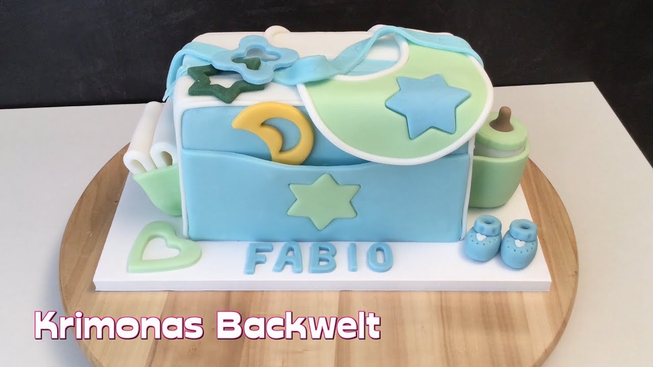 BABY SHOWER Fondant Torte Wickeltasche / Diaper Bag Cake vor Boy and Girl Baby Ideas Tutorial