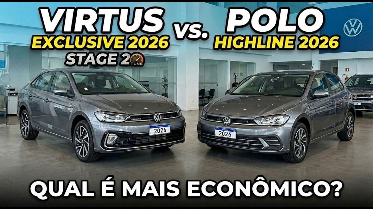 DUELO DE CONSUMO! VIRTUS EXCLUSIVE STAGE 2 2026 VS POLO HIGHLINE 2026. QUAL É MAIS ECONÔMICO? 🚗🚀