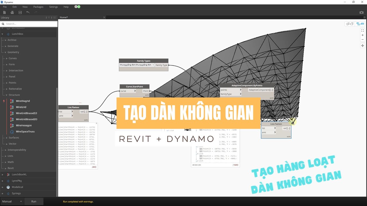 VẼ DÀN KHÔNG GIAN CỰC NHANH BẰNG REVIT & DYNAMO