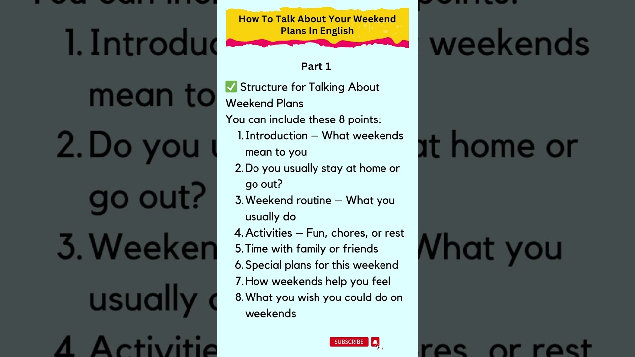 How To Talk About Your Weekend Plans In English, Part 1