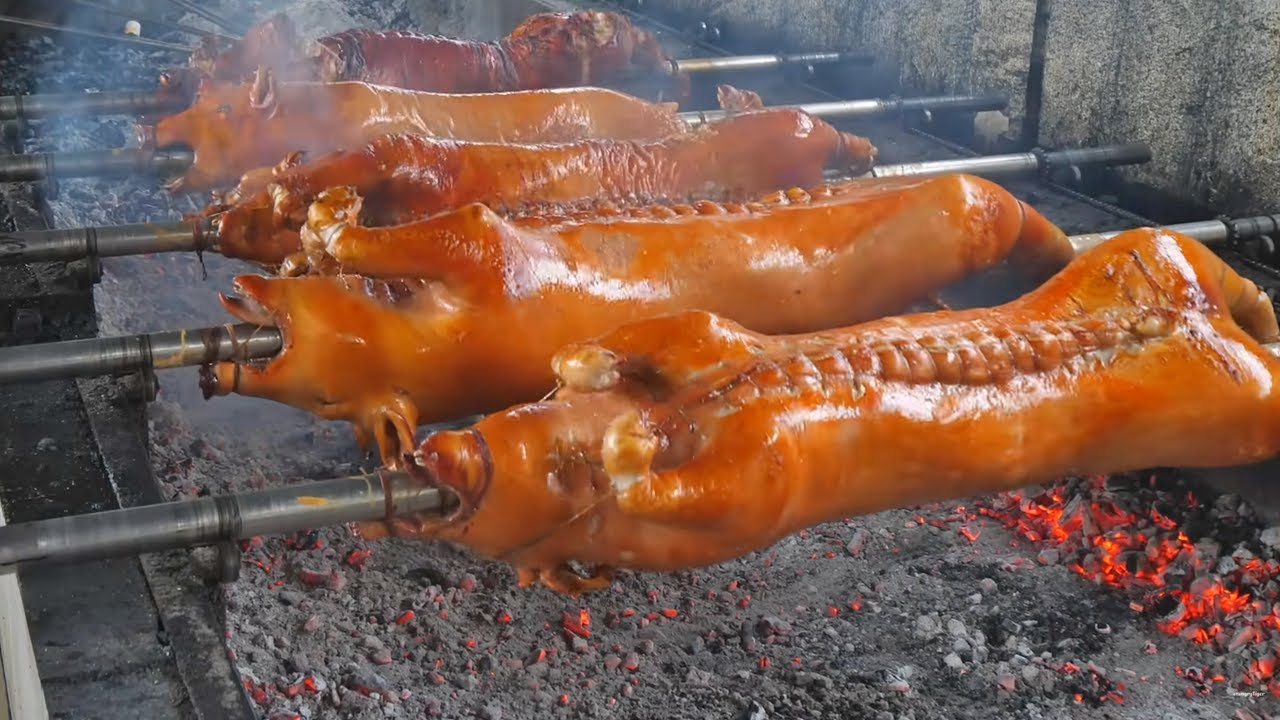 Fábrica Deasado Cerdos - Lechon Philipppines | comida callejera increíble