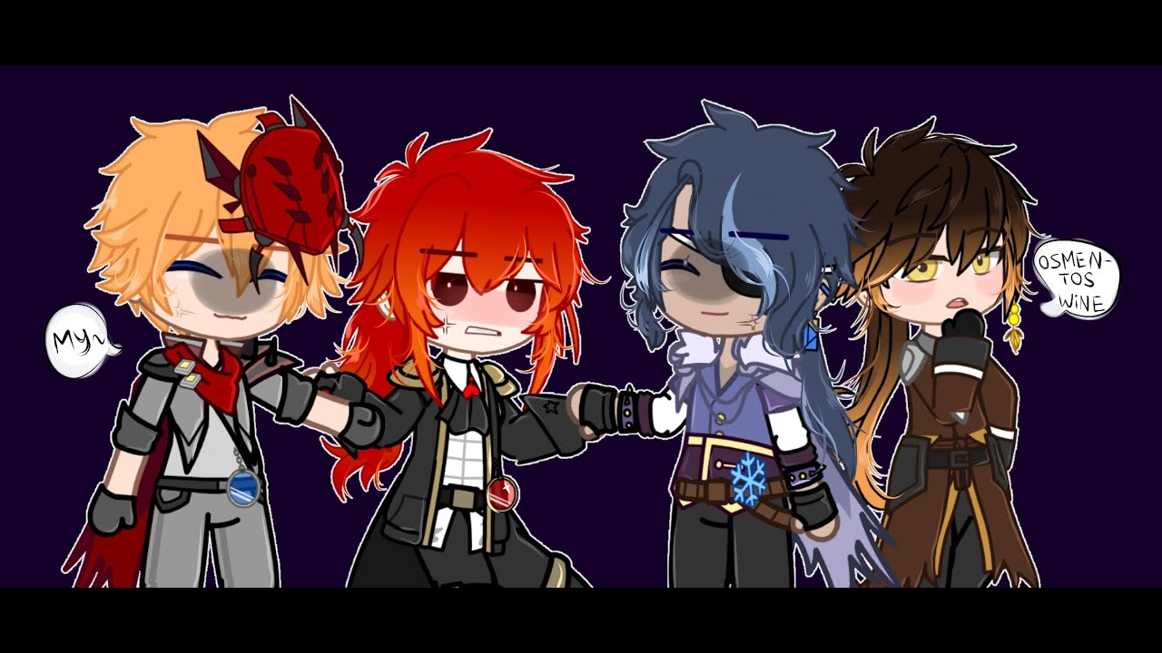 Kaeya, Childe, Zhongli and Diluc react to each other //Diluc harem//(1 /2)// english and russian