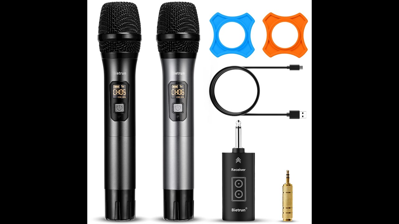 Bietrun Wireless Microphone with Bluetooth, Professional UHF Dual Handheld Dynamic Metal Mic-WXM21