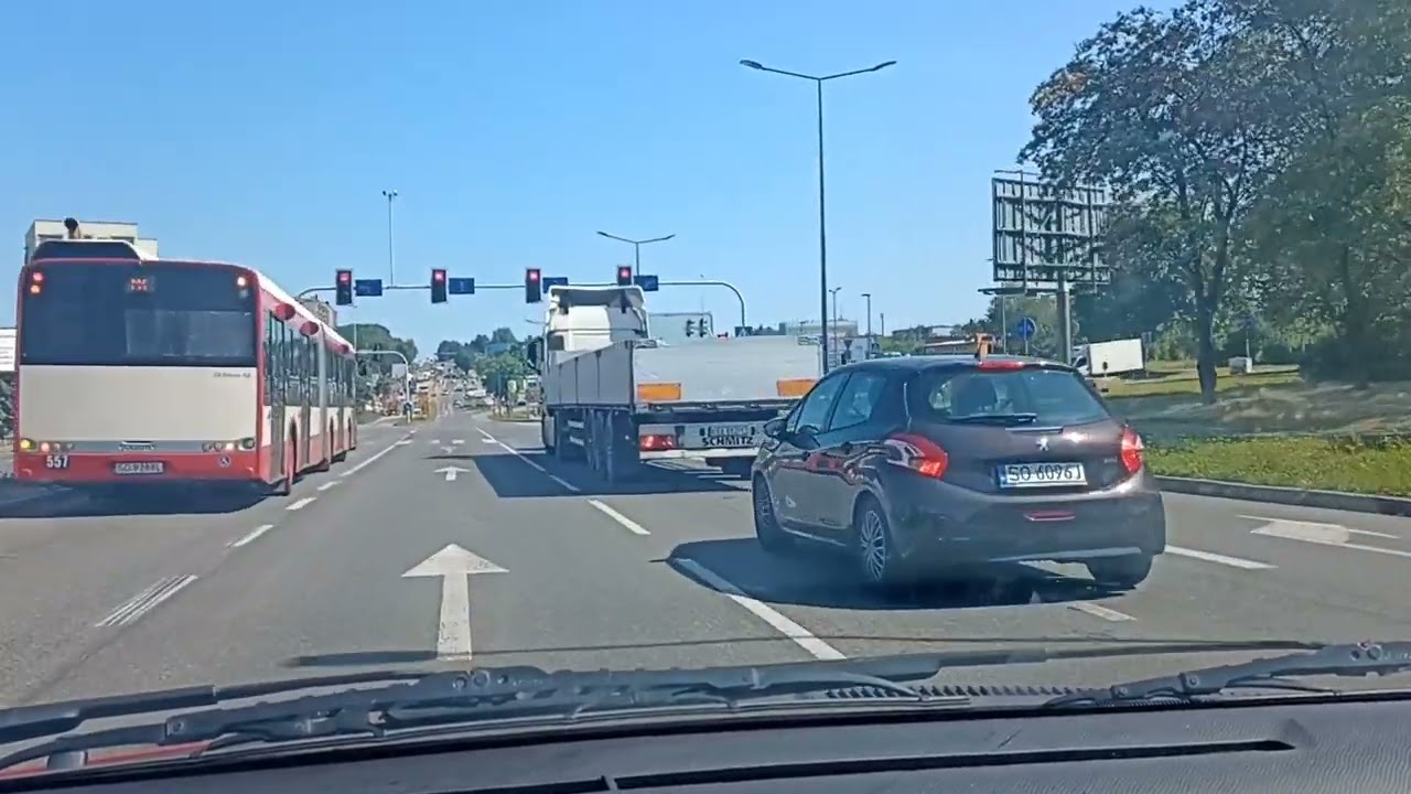 Sosnowiec; przejazd przez remontowane Zagórze