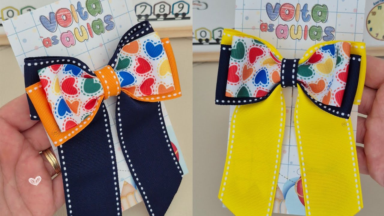 Laço Escolar Fácil iniciante Jaqueline #diy #lacofacil #laçoescolar #voltaasaulas #laçosdecabelo 