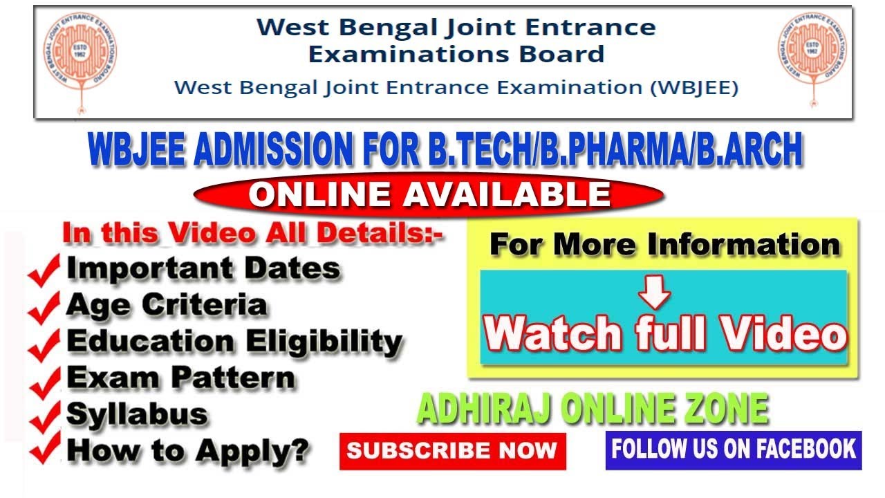 WBJEE 2021 APPLICATION FORM, WBJEE 2021 Registration, Wbjee 2021 date, wbjee form fill up 2021