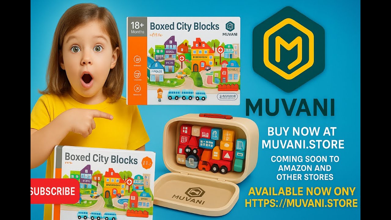 Muvani Boxed City Blocks | Wooden Toys Unboxing & City Building for Kids