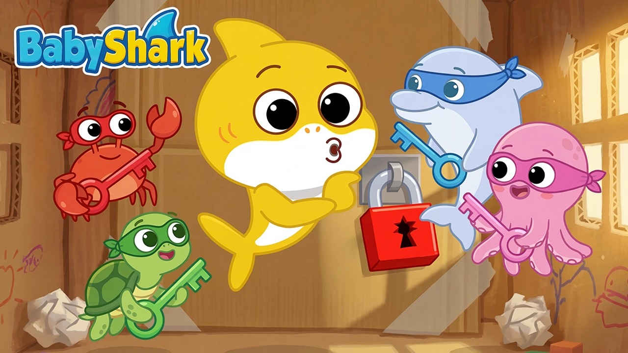 Baby Shark Cardboard House Escape! Brave Police Adventure | Funny Kids Song & Nursery Rhyme