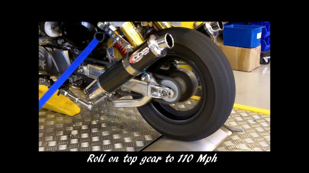 Monkey bike dyno test 100 MPH +! @ OORacing