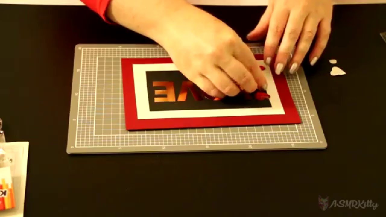 ASMR Valentine card making - Folding, cutting, gluing paper (no talking)