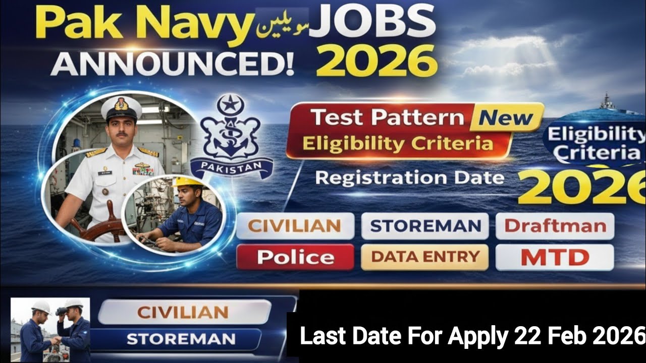 Pak Navy Civilian Jobs 2026 | Latest Pak Navy Jobs 2026 | Apply Online | Test Pattern & Eligibility