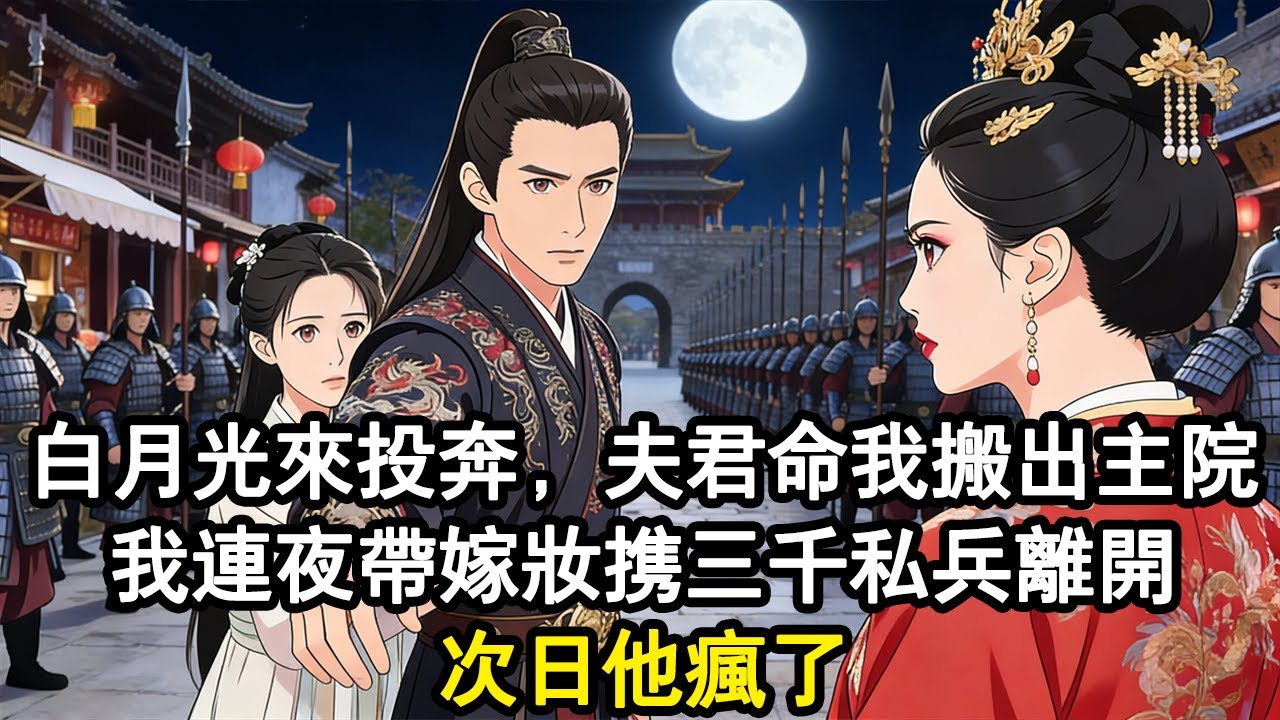 【古言故事】白月光來投奔，夫君命我搬出主院，我連夜帶嫁妝攜三千私兵離開，次日他瘋了。#小說 #重生 #古言