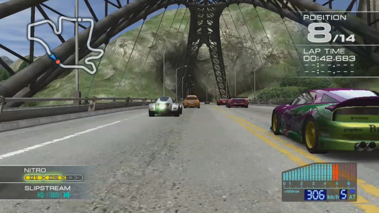Ridge Racer 7 Maker's Trial SOLVALOU with BayonetCmplete at Highland Cliffs R [Driver's view]