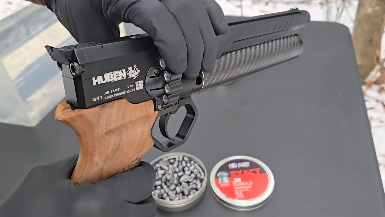 Huben Gk1.30Cal Max Power Air Pistol Velocity/Ballistic Gel Test (Pellets)