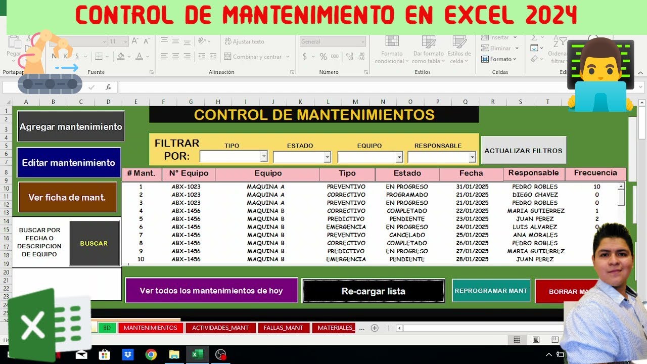 🔧 Plantilla en EXCEL para Control de Mantenimientos en Excel (2024) - Descarga + Funcionamiento 📅📊
