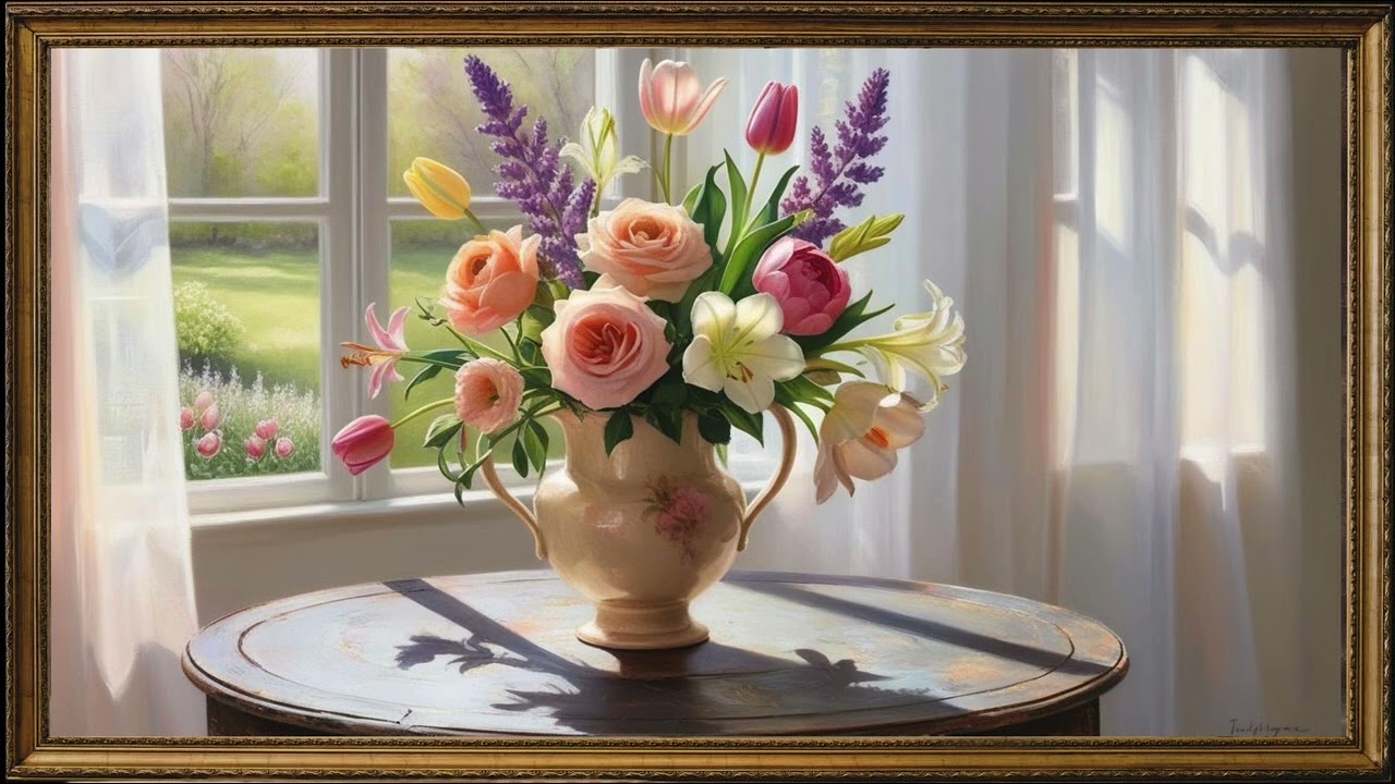 سورة البقرة بصوت الشيخ ياسر الدوسري مع خفية شاشة تلفزيون على شكل لوحة