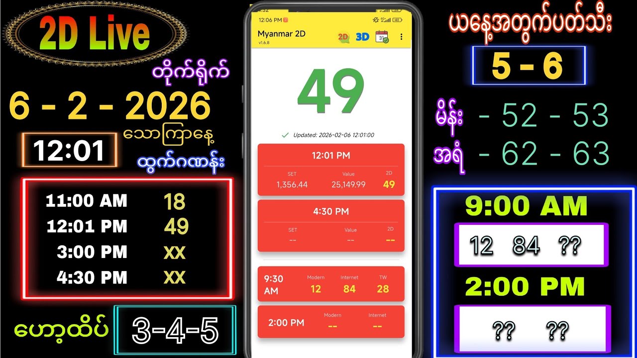 2d Live (6-2-2026) သောကြာနေ့နေ့လယ်ခင်း 12:00
